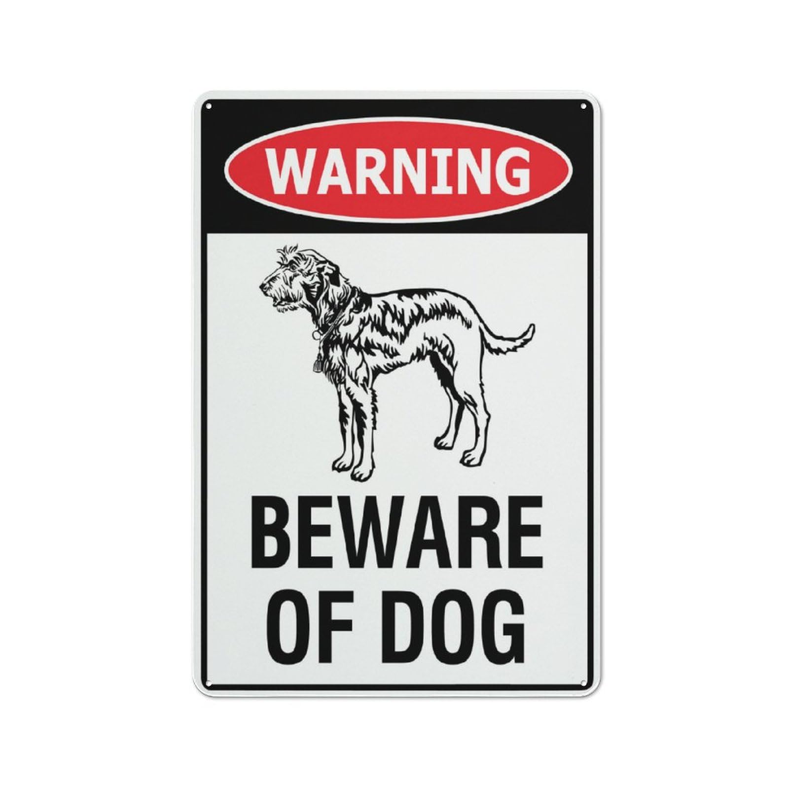 Warning Beware Of Dog Wolfhound Sign 8X12 Inch Rust Free Aluminum Easy To Read & Sturdy Keep Out Outdoor Metal Signs For Home Farm Yard