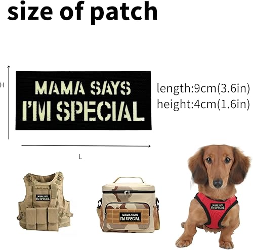 Miniatura 2 de Mubal Mama Says I'm Special - Parche militar táctico luminoso, parches morales con apliques, respaldo de gancho y bucle, para arnés de chaleco para
