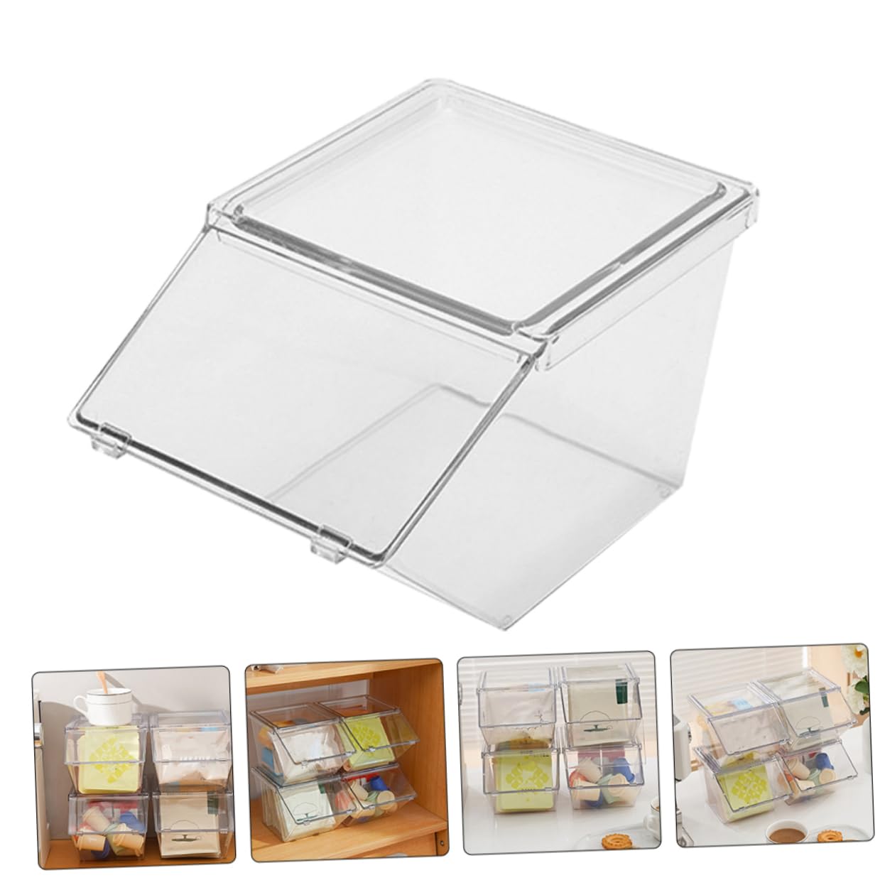 Organizador Acrílico de Sobremesa para Bolsitas de Té 4 Piezas | Set de Cuatro Unidades, Superficie Lisa, Decoración para Encimera, Estilo Simple y Aspecto Generoso