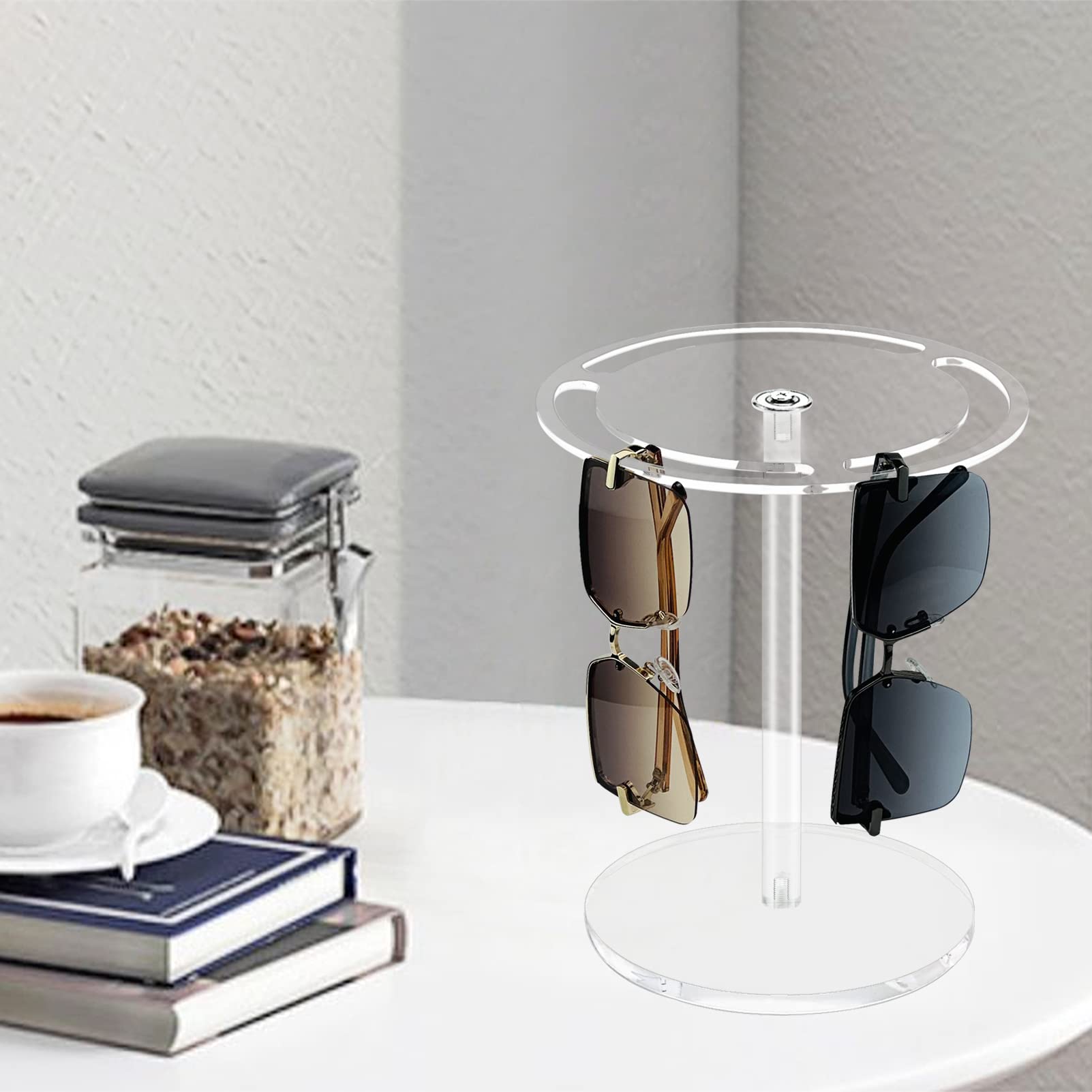 Bigfety Acrylic Sunglasses Holder Stand with 360 Rotating, Eyeglasses Display Rack Clear Eyewear Tabletop Organizer 4