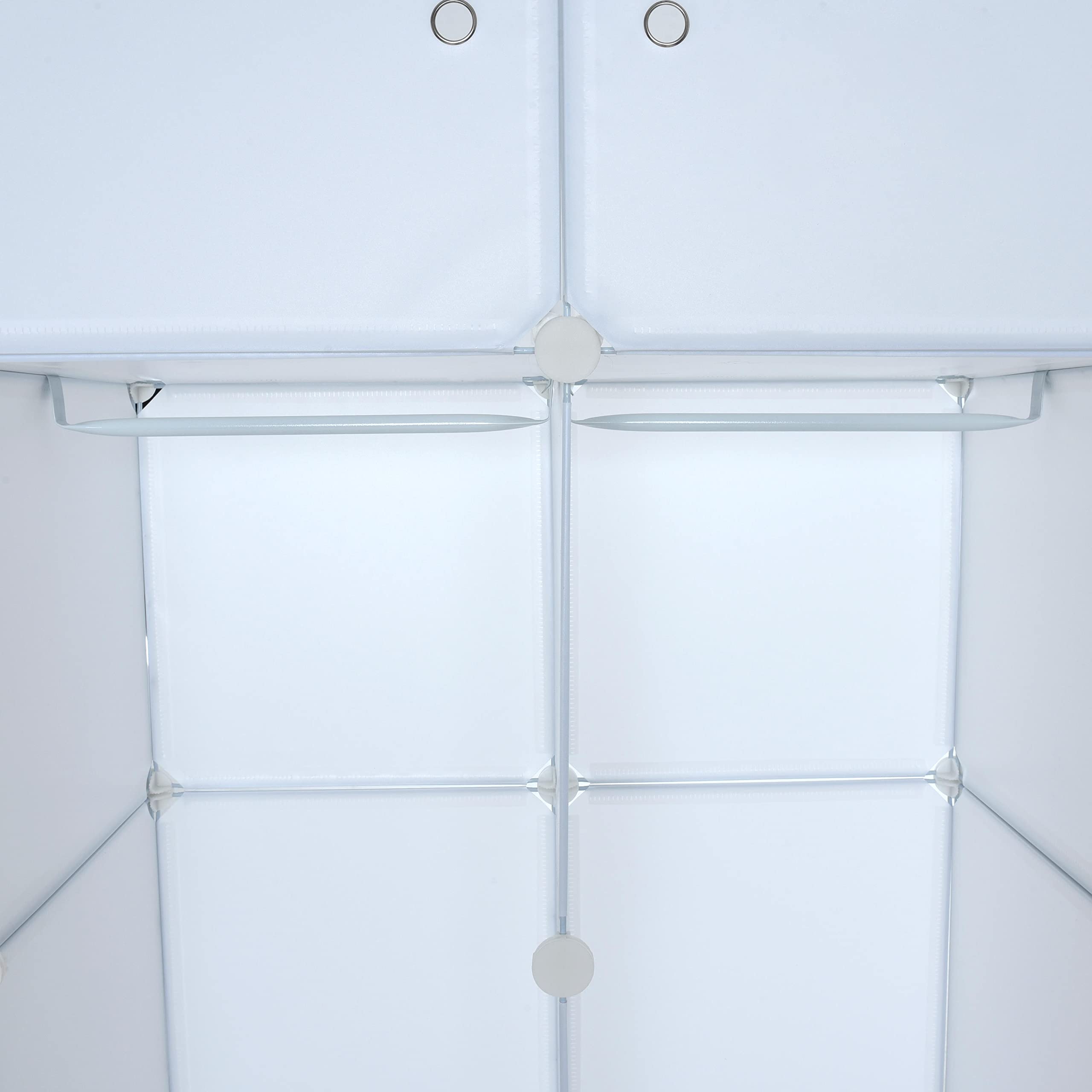 ESTEXO Regalsystem Würfelregal Steckregal mit Kleiderstange DIY Kunststoff Regal Stecksystem Kleiderschrank Weiß