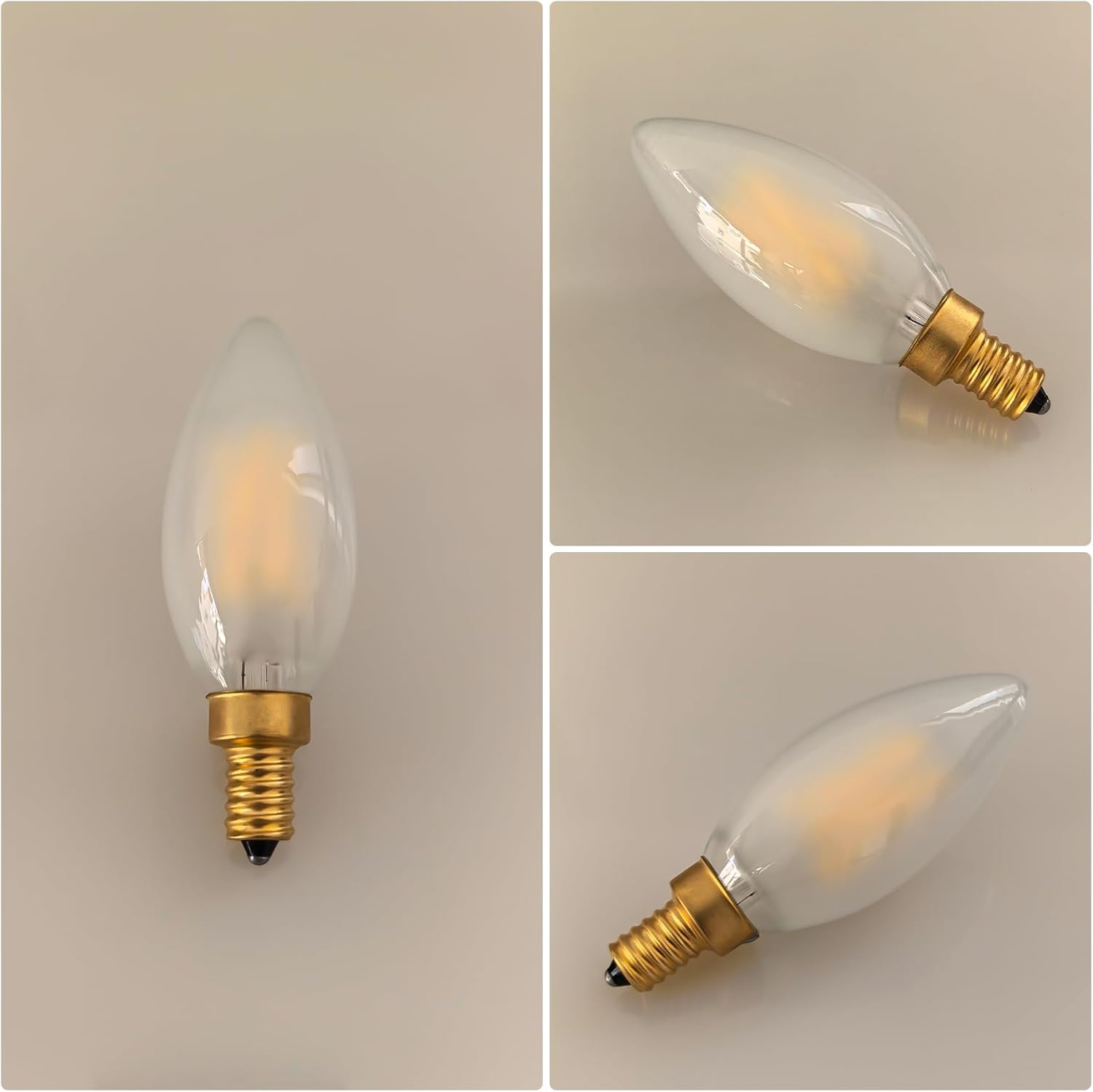 Type B/B11 E12 LED Filament Bulb, 4W/40W Equivalent 3000K Warm White – Frosted Glass, Dimmable, Ideal for Chandeliers & Ceiling Fans, 6-Pack