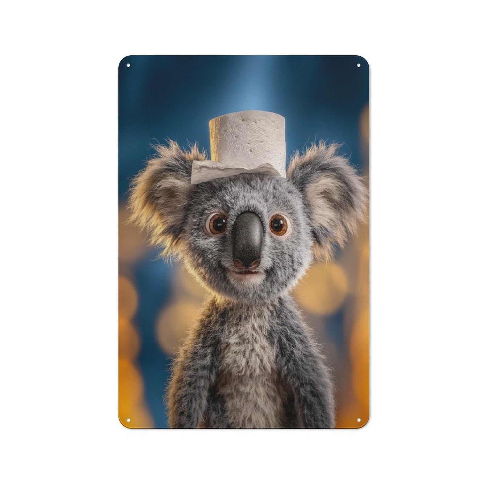 Junmoney Style-3 Vintage Garden Room Metal Sign 30X20cm Featuring Koala With Toilet Paper Hat, Utility Space Decor For Shed, Garden Room, Porch Or Garage