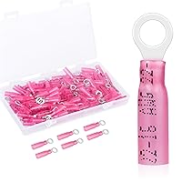 Vista 15 de Paquete de 100 terminales de anillo termorretráctil de 1/4 de pulgada – Conectores de alambre termorretráctiles de grado marino de 16-14 AWG