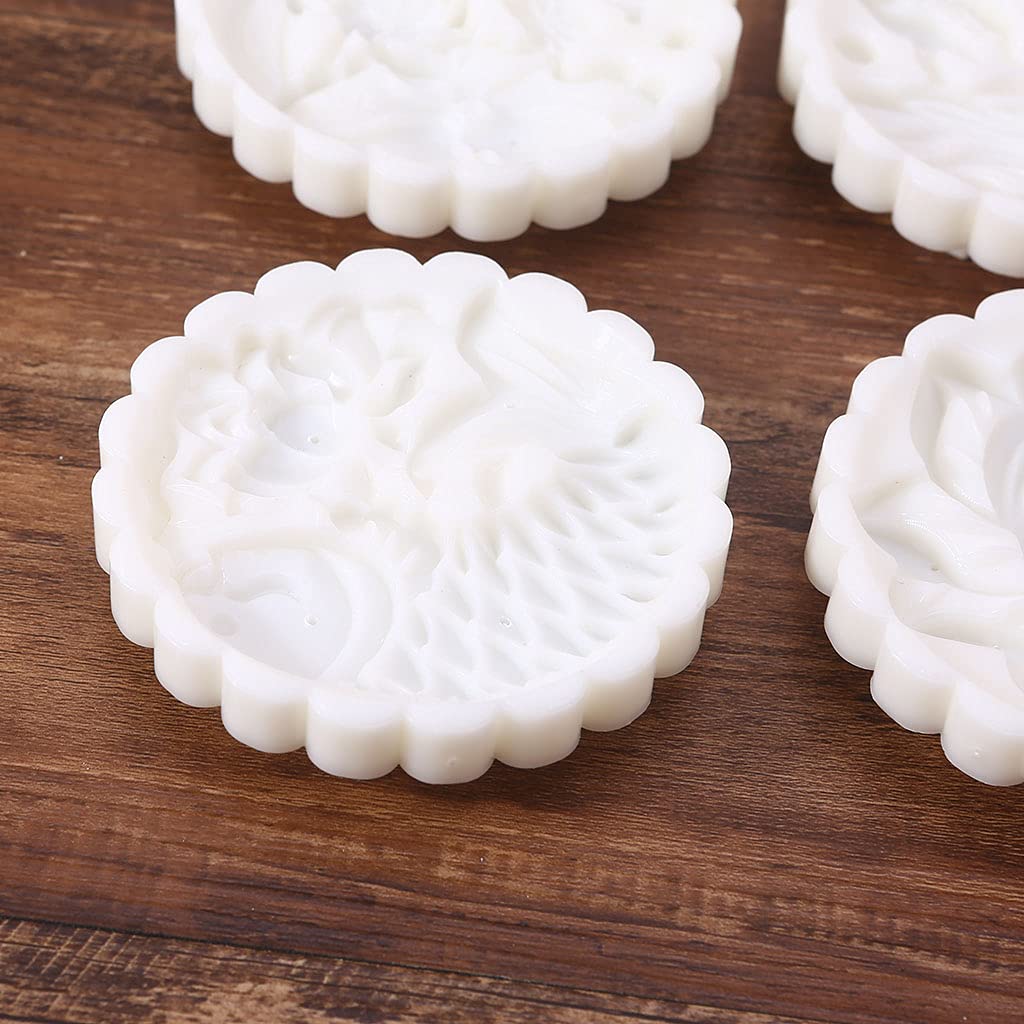 CHENGBEI DIY 3D Mooncake Mold Set 150g 200g Flower Fish Patterns Moon Cake Mold Press Safe Cookie Mold For Mid-Autumn Festival Mooncake Stamps Plastic 150g 200g