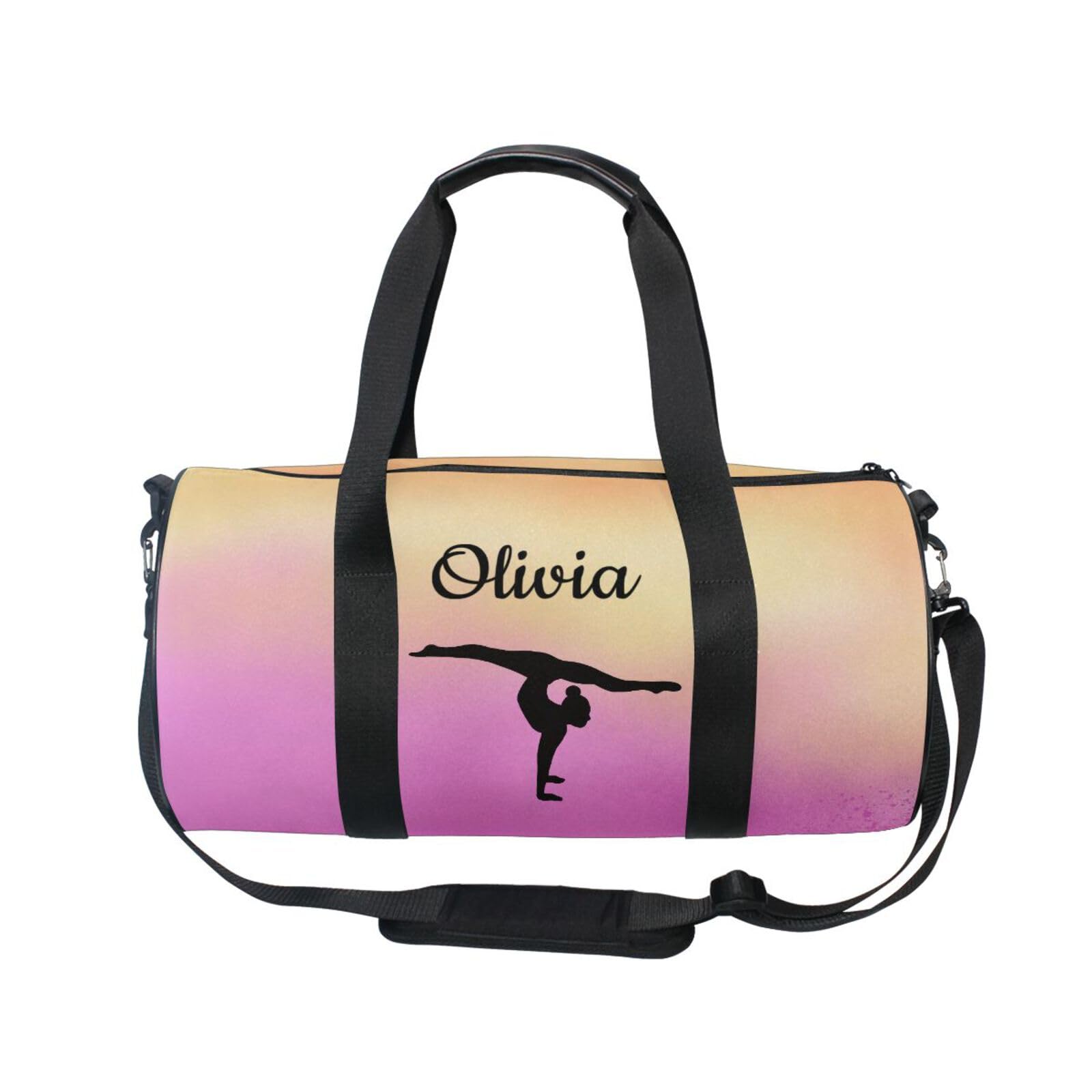 Personalised Gymnastics Bag for Girls Custom Name Kids Gym Bag Dance Bags Sport Gymnastics Equipment Storage Customise Gymnastics Gifts for Gymnastics Watercolor Deeppink