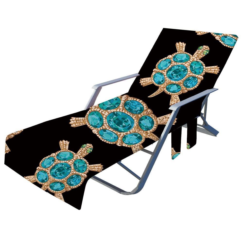 FANSU Sun Lounger Towels with Pockets, 3D ocean Print Beach Towel Chair Cover Sunbed Lounger Cover for Beach Garden Vacation Outdoor Indoors (turquoise,75x210cm)