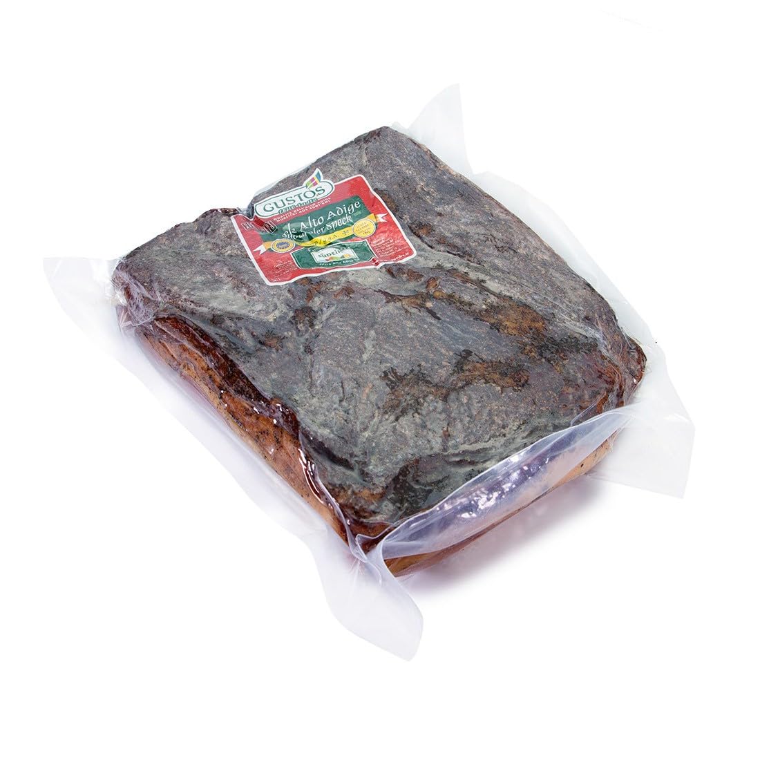 GUSTOS - Speck Alto Adige IGP , squadrato intero - 4,5 KG. Affumicato Stagionato e Sottovuoto, Per i veri amanti dello Speck che non vogliono restarne mai senza