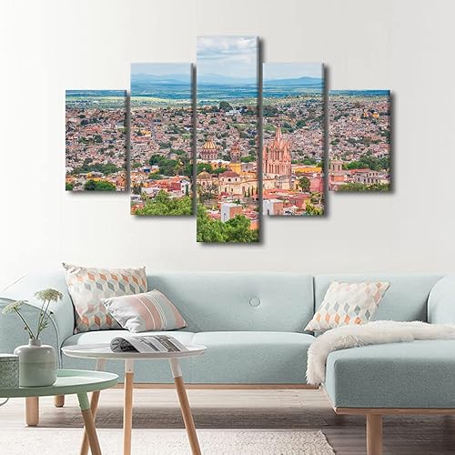 Vista 141 de TUMOVO 5 paneles de arte de pared de volcán en México, impresión sobre lienzo, paisajes naturales, cuadros para dormitorio, decoración del hogar