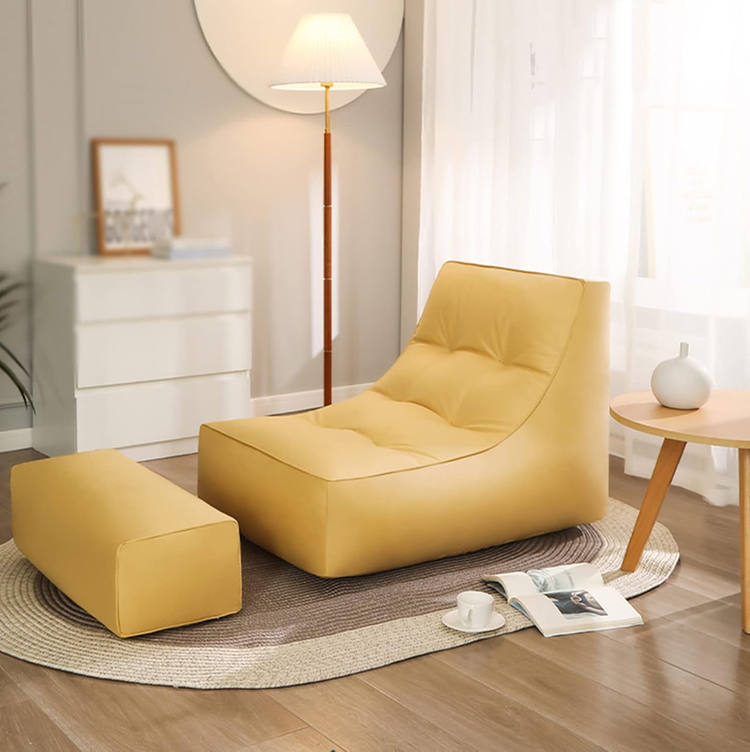 Professional Water Proof Bean Bag Chair Cover - Ideal for Lazy Sofa, Bedroom, Balcony, Floor, Living Room, and Leisure Bean Bag Chairs (100 * 75 * 75cm, Yellow)