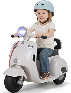 MAMIZO 6V Elektro Motorrad Kinder, Dreirad Kindermotorrad mit Scheinwerfer, USB, Pedal, Elektro-Dreirad für Kinder mit Vor- und Rückwärtsgang, 72 x 56 x 37 cm, 2KM/H, Max 20kg, für 3-6 Jahre, Weiß