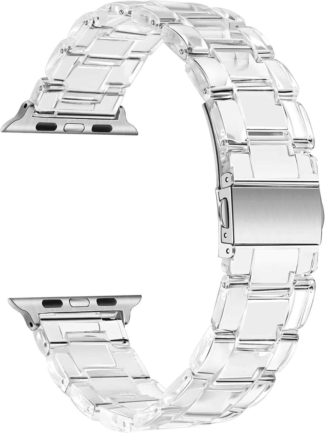 TRUMiRR Band for Apple Watch 42mm 44mm 45mm 49mm Women, Transparent Resin Watchband Stainless Steel Buckle Strap Replacement for iWatch Apple Watch SE Ultra Series 8 7 6 5 4 3 2 1