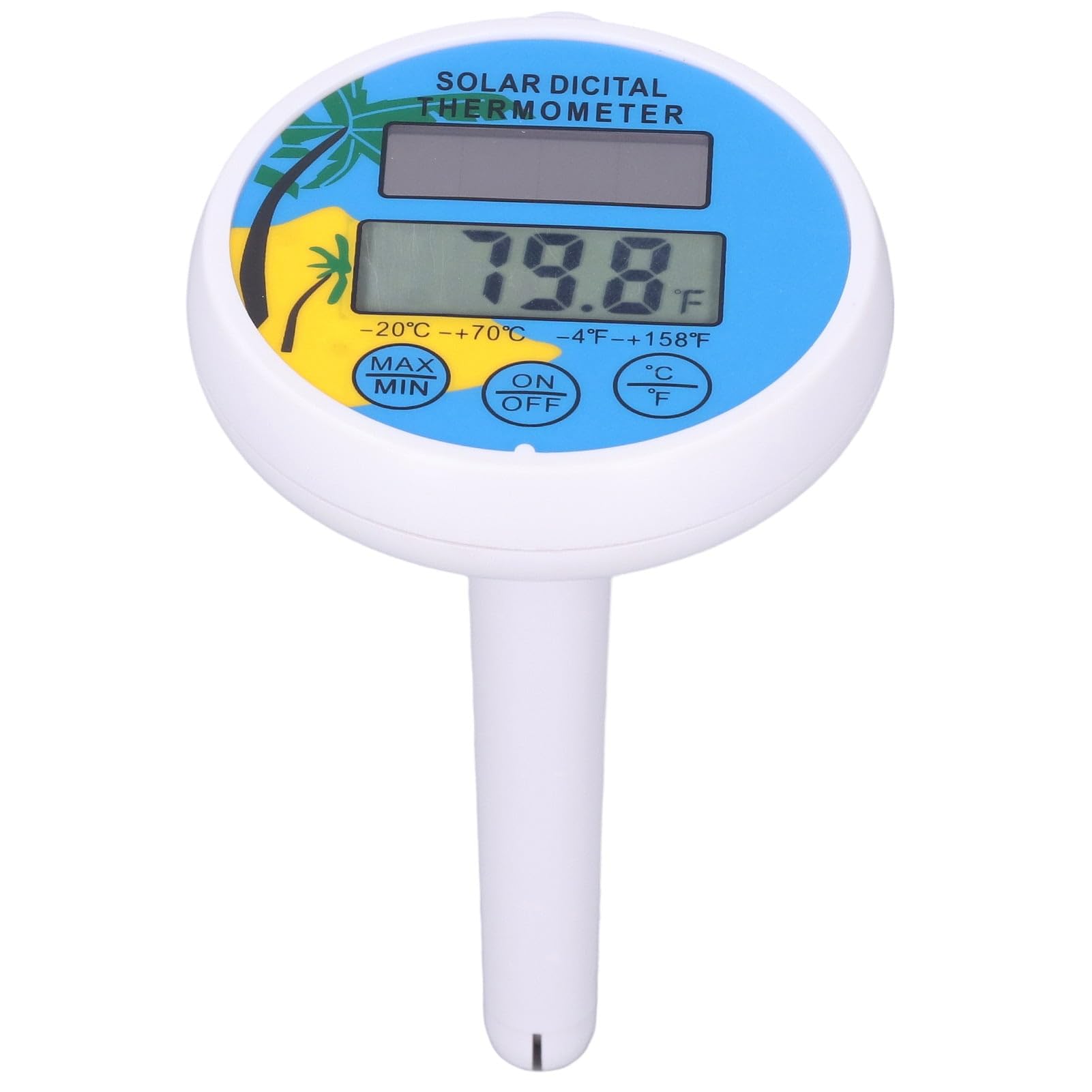 Schwimmendes Pool Thermometer, Solarbetriebenes Wasserthermometer mit Großem, Gut Lesbarem LCD-Display – Wasserdichtes Digitales Poolthermometer mit Schnur für Pool, Whirlpool und Spa