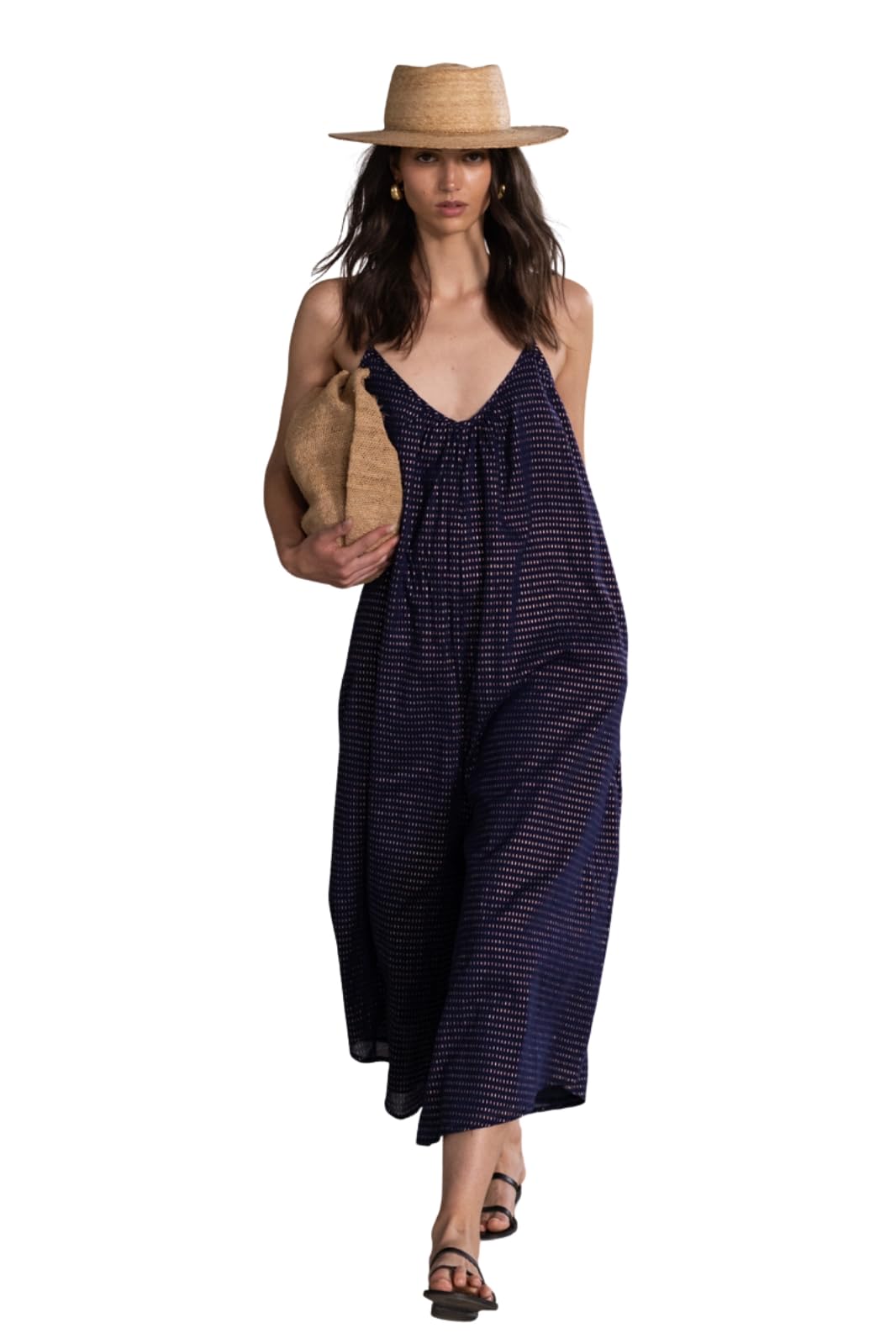 Gottex womens Resort Long Cover Up Jumpsuit, Navy, L-XL