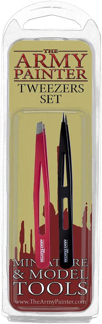 2-Piece Precision Tweezers, Set of Slant & Pointy Tweezers, Craft Tweezers Precision Fine Point for Assembling Miniatures, Small Crafting Tweezers: 95mm Flat Tip & 103mm Pointy Tip