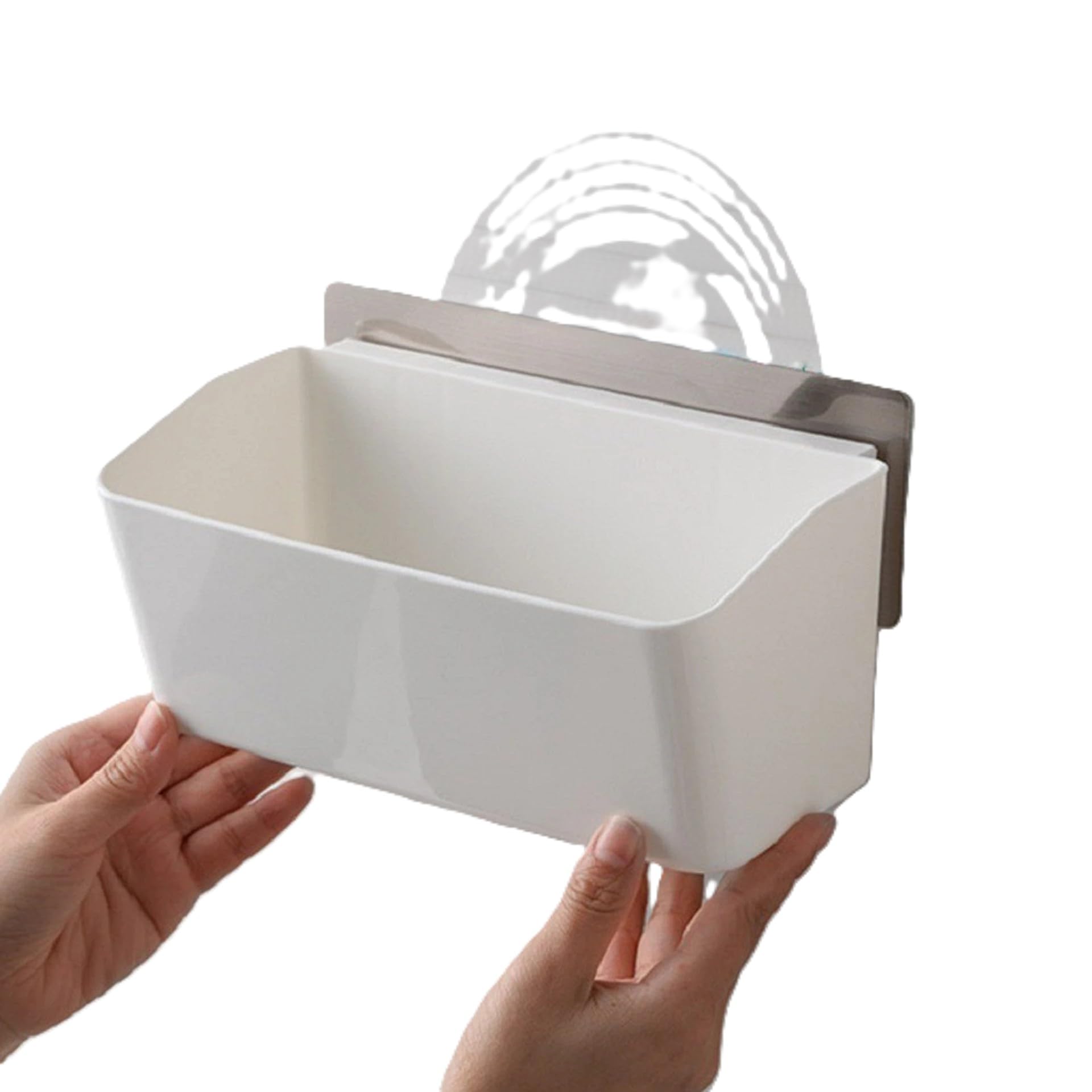 Wall-Mounted Storage Box, Adhesive No-Drill Organiser, White | No Drilling Required, Self-Adhesive Mount, Bathroom & Kitchen Use, Detachable Design, Space-Saving-image-12