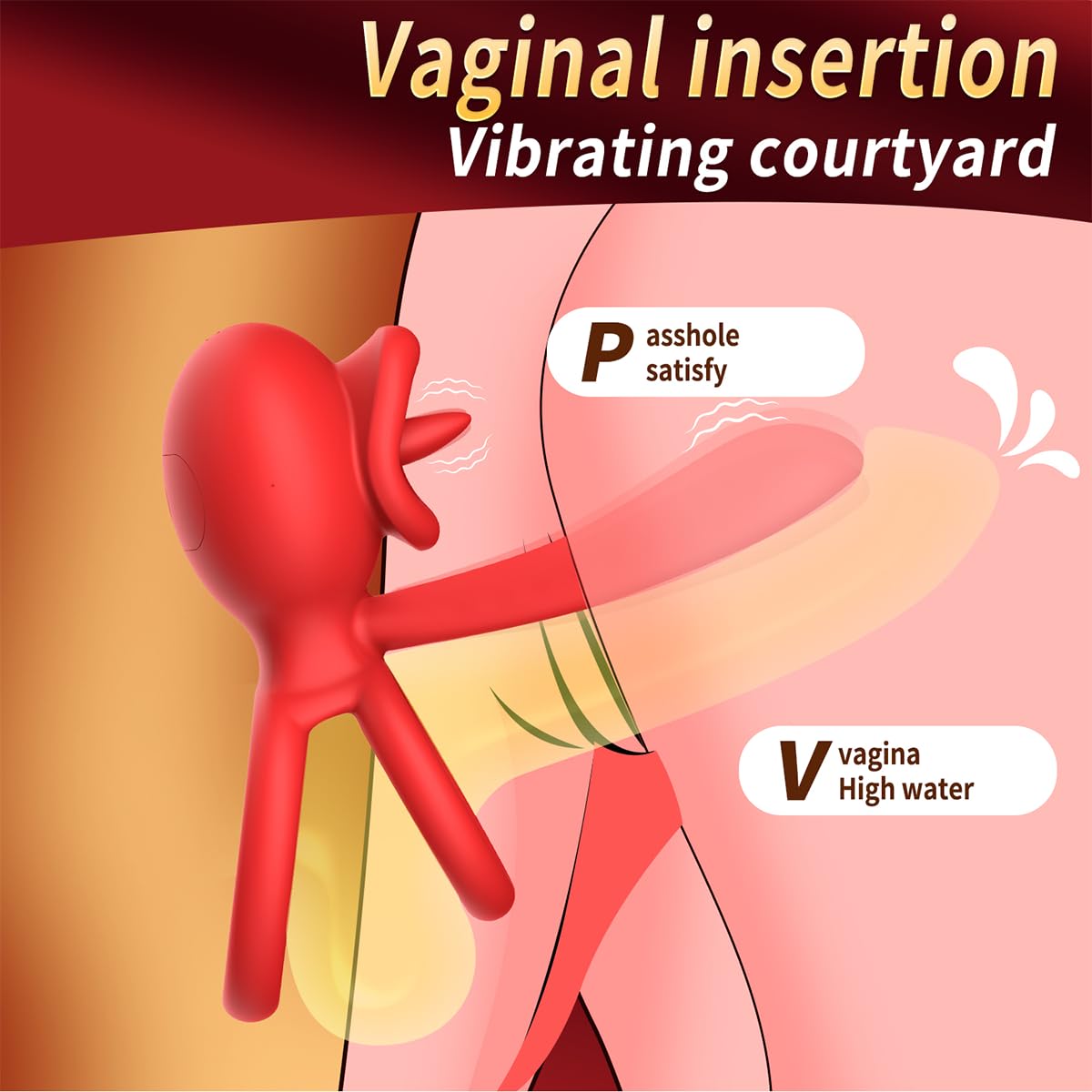 Anello vibrante per il pene, vibratore clitorideo con 9 modalità di vibrazione e 9 modalità di leccamento della lingua, stimolatore del punto G e del clitoride (Rosso)