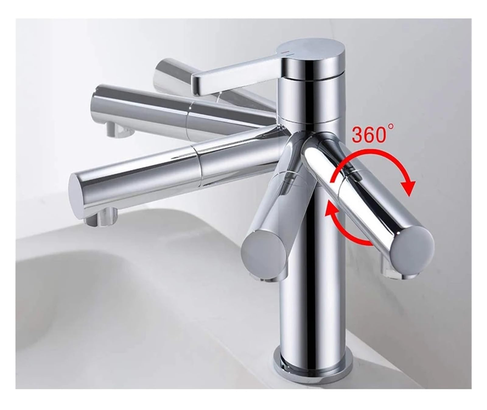 Baterie umywalkowe do łazienki, wylewka obrotowa 360 stopni, wysoka bateria umywalkowa, kran z ciepłą i zimną wodą, krany do wody(Short faucet)
