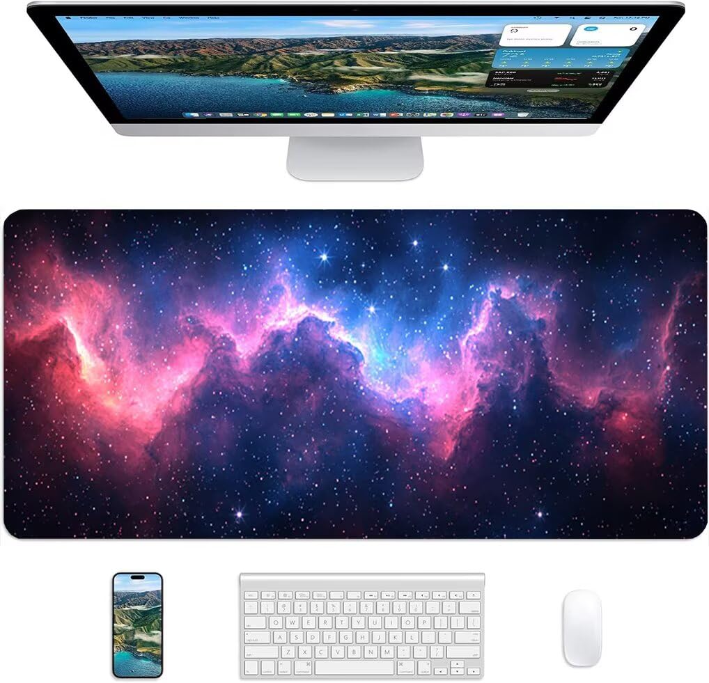 Wxuaixnn Cielo Stellato Tappetino Mouse Gaming XXL 160x80cm Impermeabile Tappeto Mouse con Base in Gomma Antiscivolo, Non-Slip Rubber Base, Multicolore Mousepad XXL per Gamer e Ufficio -9646