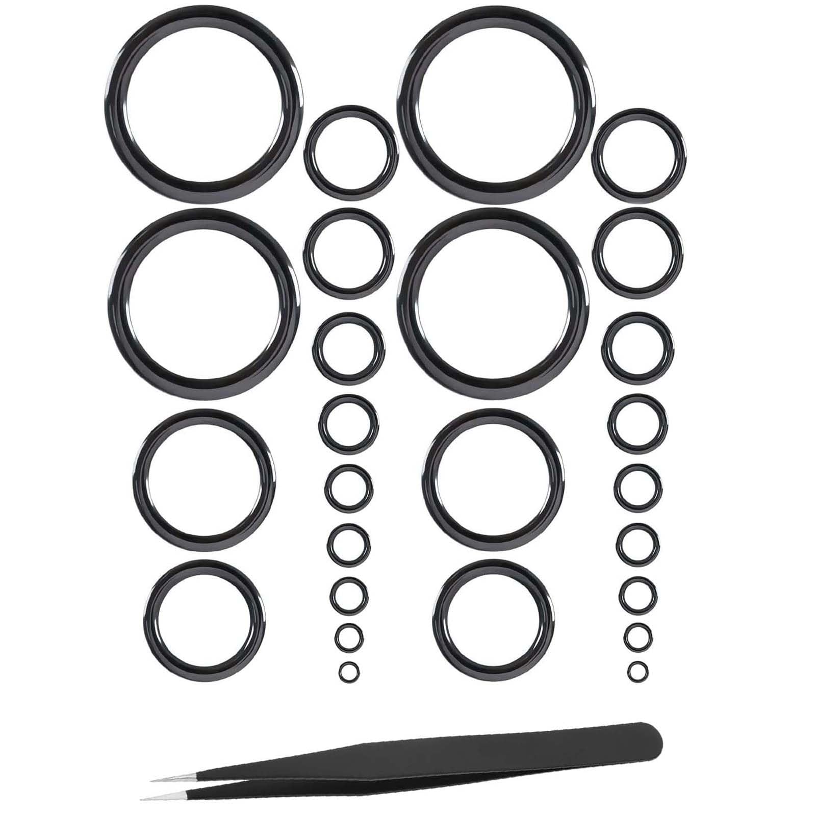 26pcs Fishing Rod Eyes Repair Kit,13 Sizes Rod Ceramic Guides Ring Set,Fishing Rod Eye Replacement Kit with 1pc Stainless Steel Tweezers Fishing Rod Repair Accessories(3mm~35mm)