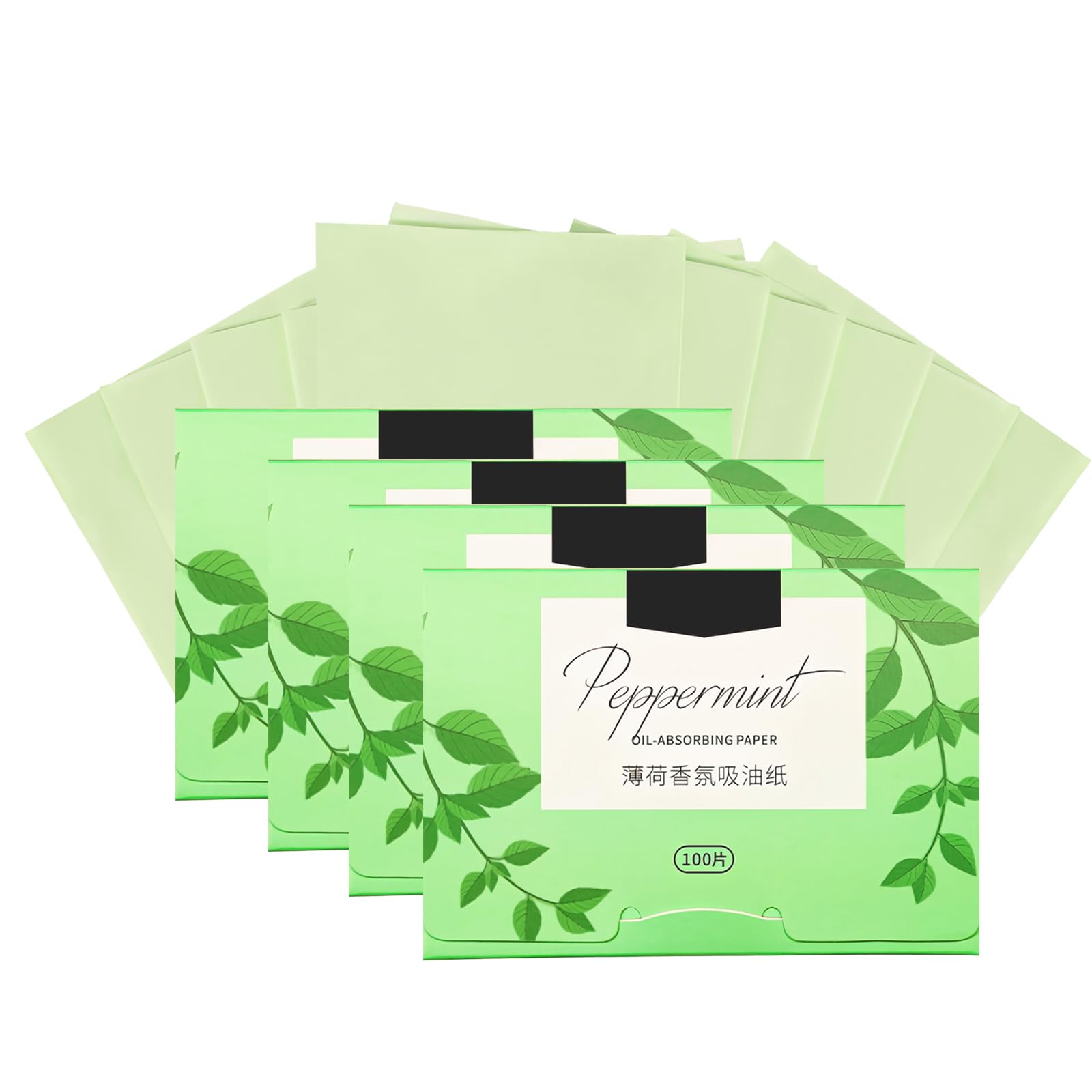 400 Fogli Assorbenti per Olio per Viso, Naturale Carta Assorbente Olio, Carte per il Controllo Dell'olio per Cura Della Pelle Grassa, Olio Blotting Paper Set per Donne Uomo (Menta)