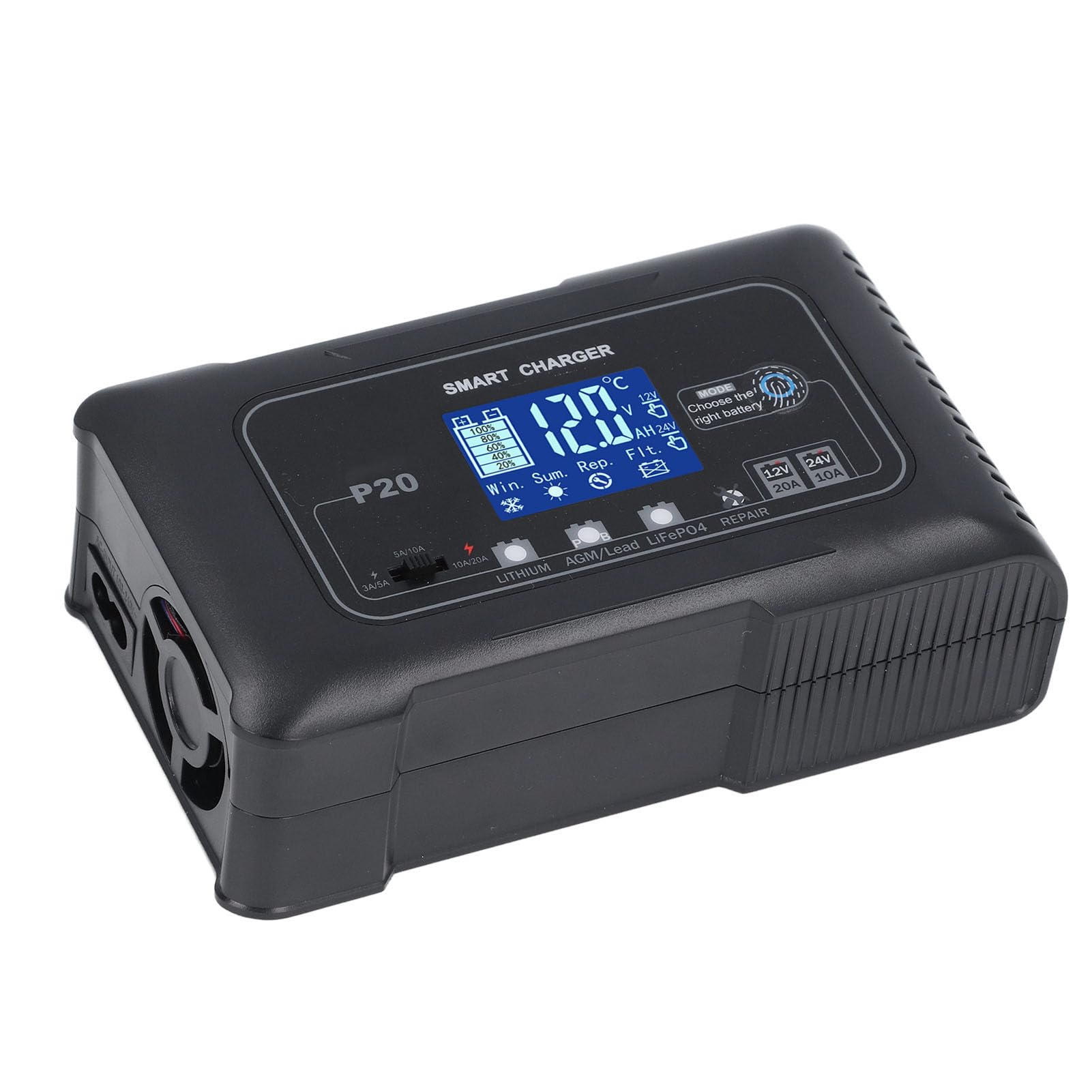 KKPLZZ Cargador de Batería de Coche 12V 20A 24V 10A Mantenedor
