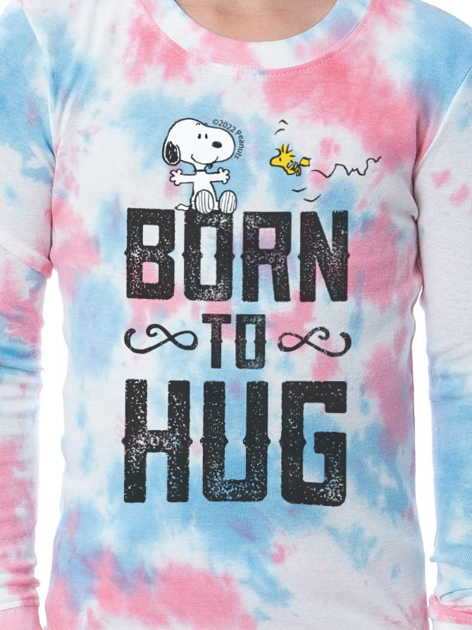 INTIMO Peanuts Girls' Snoopy Born To Hug Unisex Child 2 Piece Sleep Pajama Set3