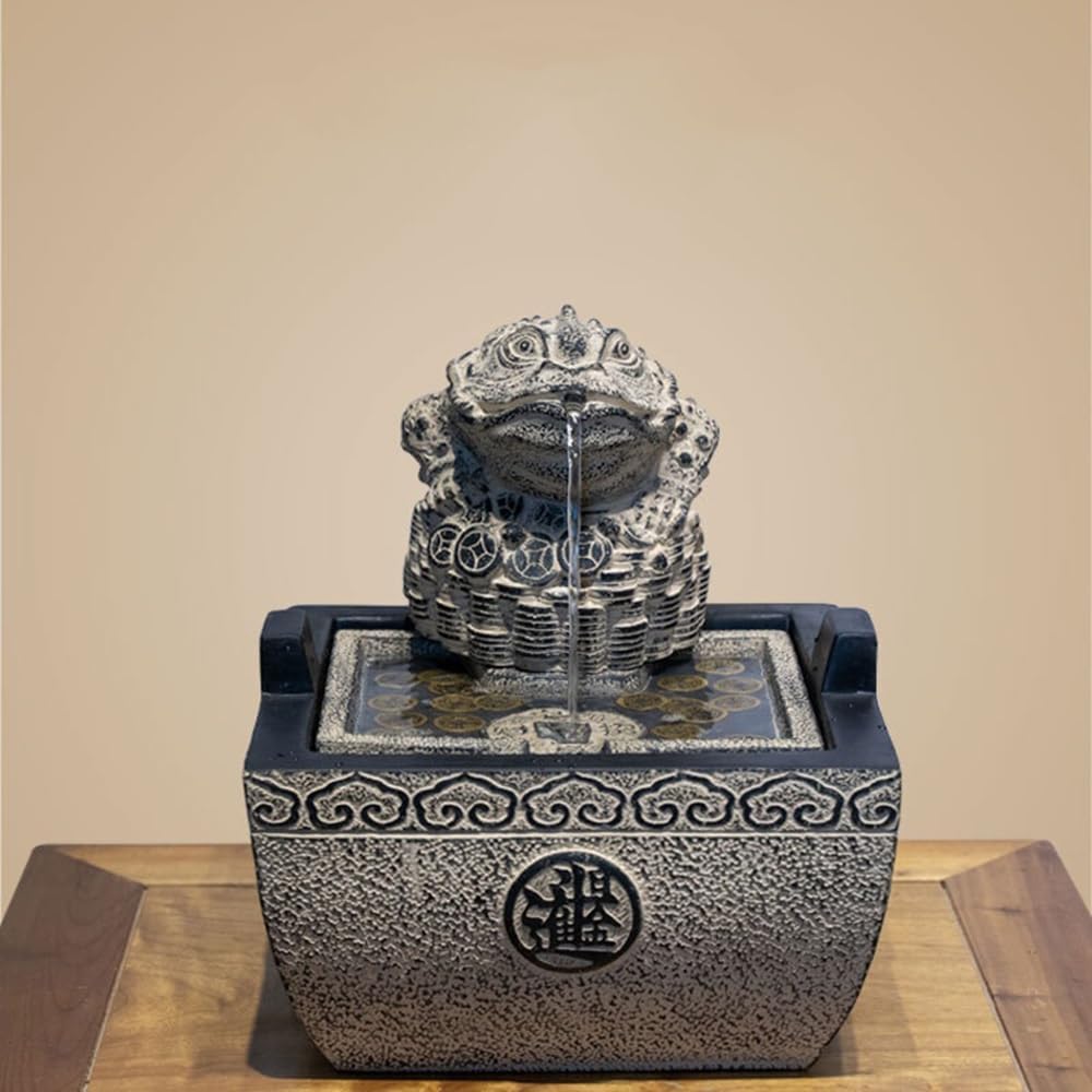 Tabletop Fountains Chinese Style Tabletop Relaxation Fountain with Golden Toad for Living Room Office Relaxation Fountains