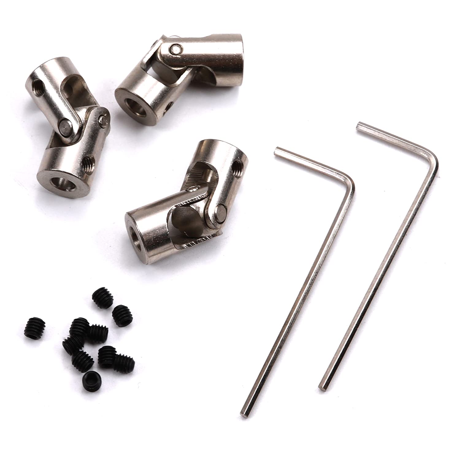 Heyiarbeit 4mm to 4mm Single Steering Shaft Universal U Joint, Universal Joint Coupling Connector 2Pcs