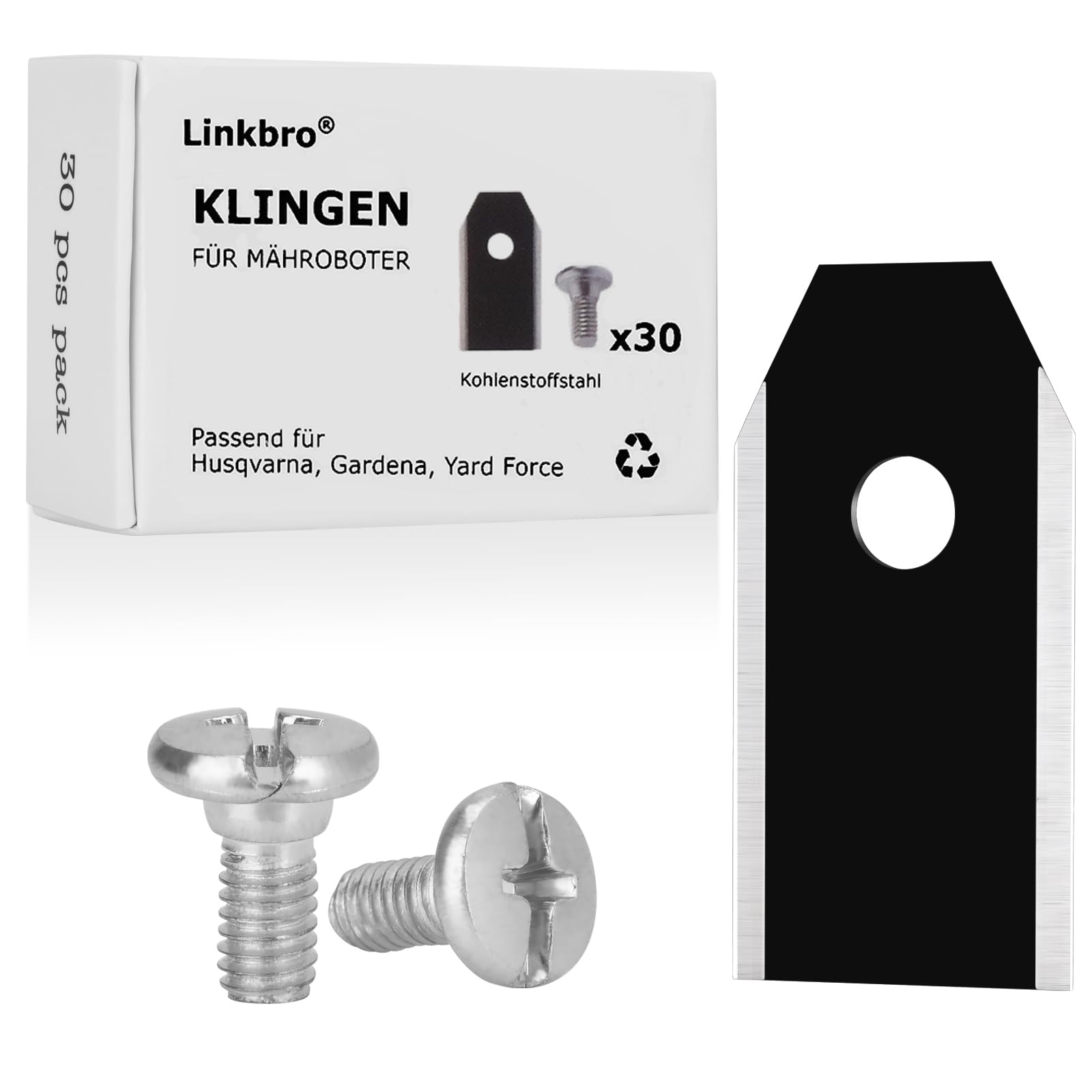 30 x Titan Messer Klingen, Linkbro Mähroboter Ersatzmesser mit 30 Schrauben für alle Gardena Mähroboter Husqvarna Automower,Rasenroboter Messer Rasenmäher Klingen