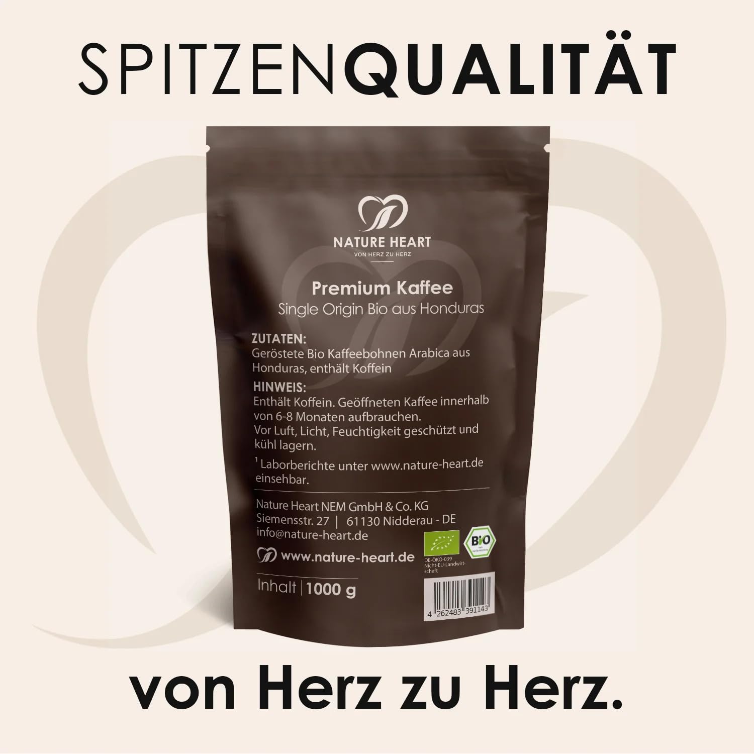Nature Heart Premium Kaffee Honduras Single Origin Arabica Kaffeebohnen