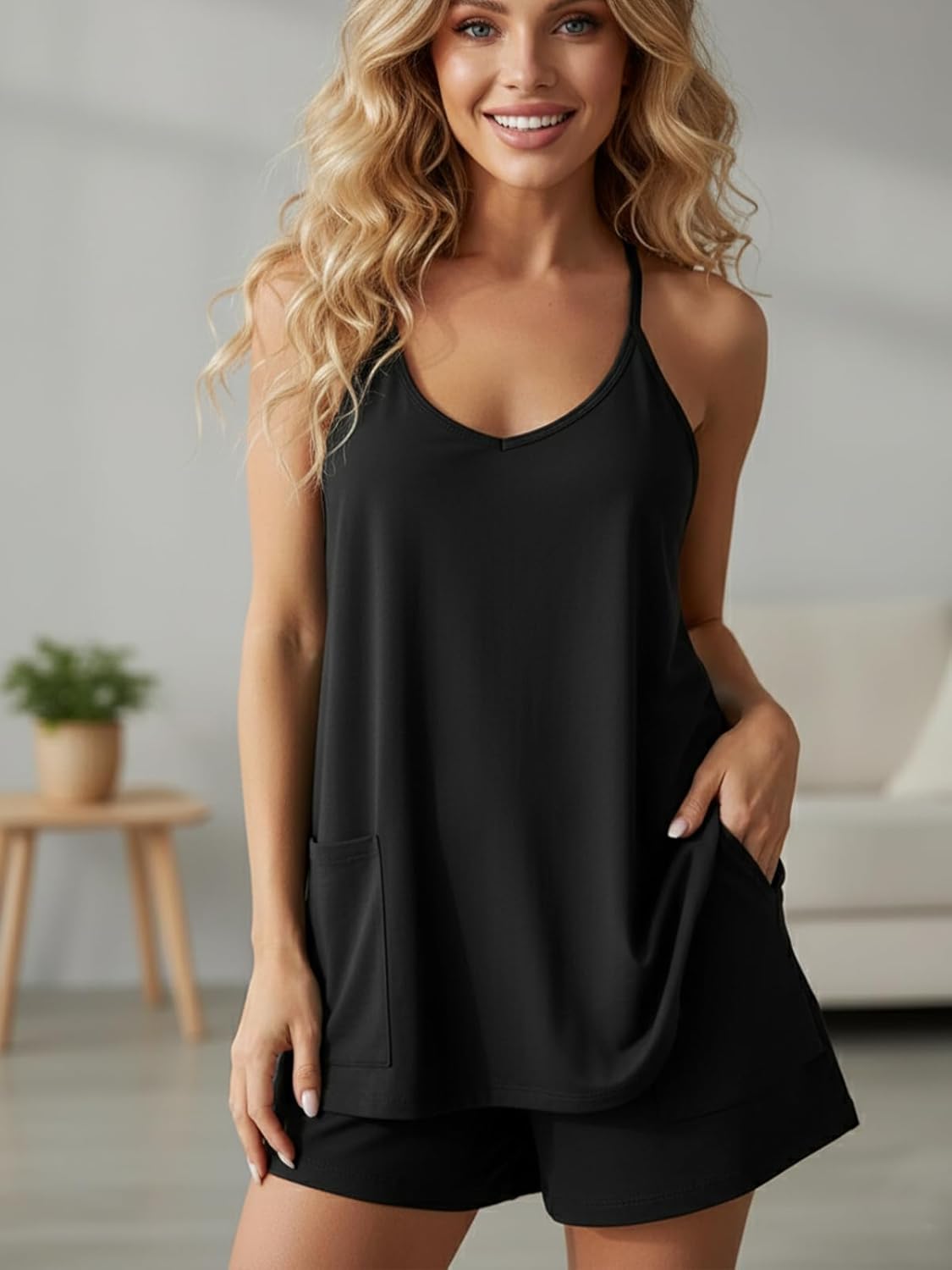 Sleeveless V neck tennis dress for women loose casual tank