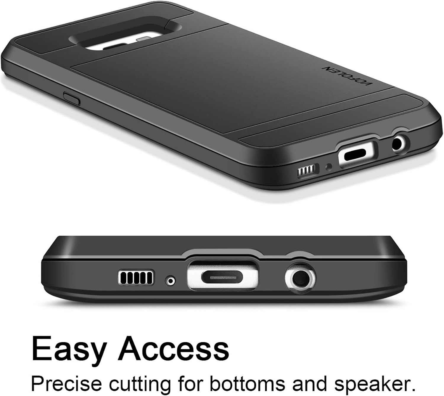Vofolen for Galaxy S8 Plus Case Wallet Card Holder Sliding Cover Credit ID Slot Pocket Heavy Duty Protection Dual Layer Protective Hard Shell Rugged Bumper Armor for Samsung Galaxy S8 Plus Black