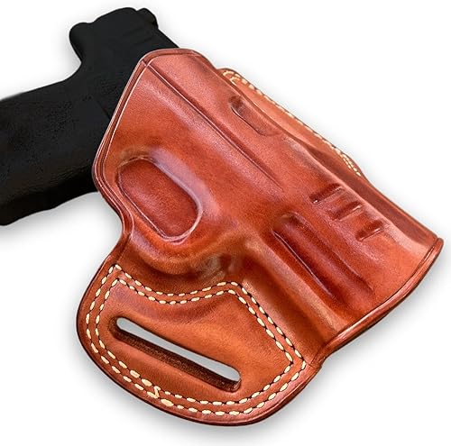 Miniatura 2 de Premium The Ultimate - Funda de piel para panqueques OWB, parte superior abierta, se adapta a Springfieldd Hellcat Pro Compact de 0.354 in 3.7