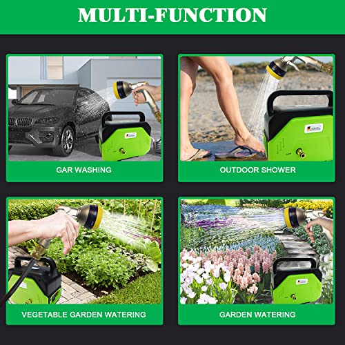 Cordless Portable Water Transfer Pump, Visuti 100W 150 Gallon Per Hour, Portable Electric Utility Pump With Water Hose Kit And 8-In-1 Adjustable Nozzle (Large) #TOP3