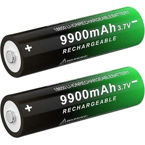 2 Pcs 3.7 V Button Top Lithium Polymer Ion 18650 Rechargeable Battery Upgrade Capacity Batteries for Flashlights, Bluetooth Speaker, Headlamp, Remote Control and More（65 * 18 * 18mm）