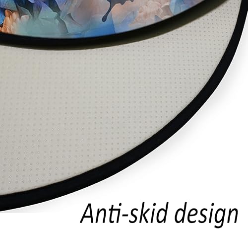 Miniatura 4 de Alfombra circular circular de flores de mariposa azul de 3 pies, alfombra circular suave y antideslizante para sala de estar, comedor, decoración de