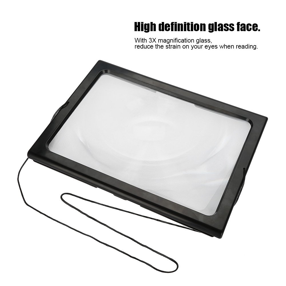 Foldable Reading Magnifier With LED Lights - 3X A4 Page Magnifier For Seniors & Low Vision