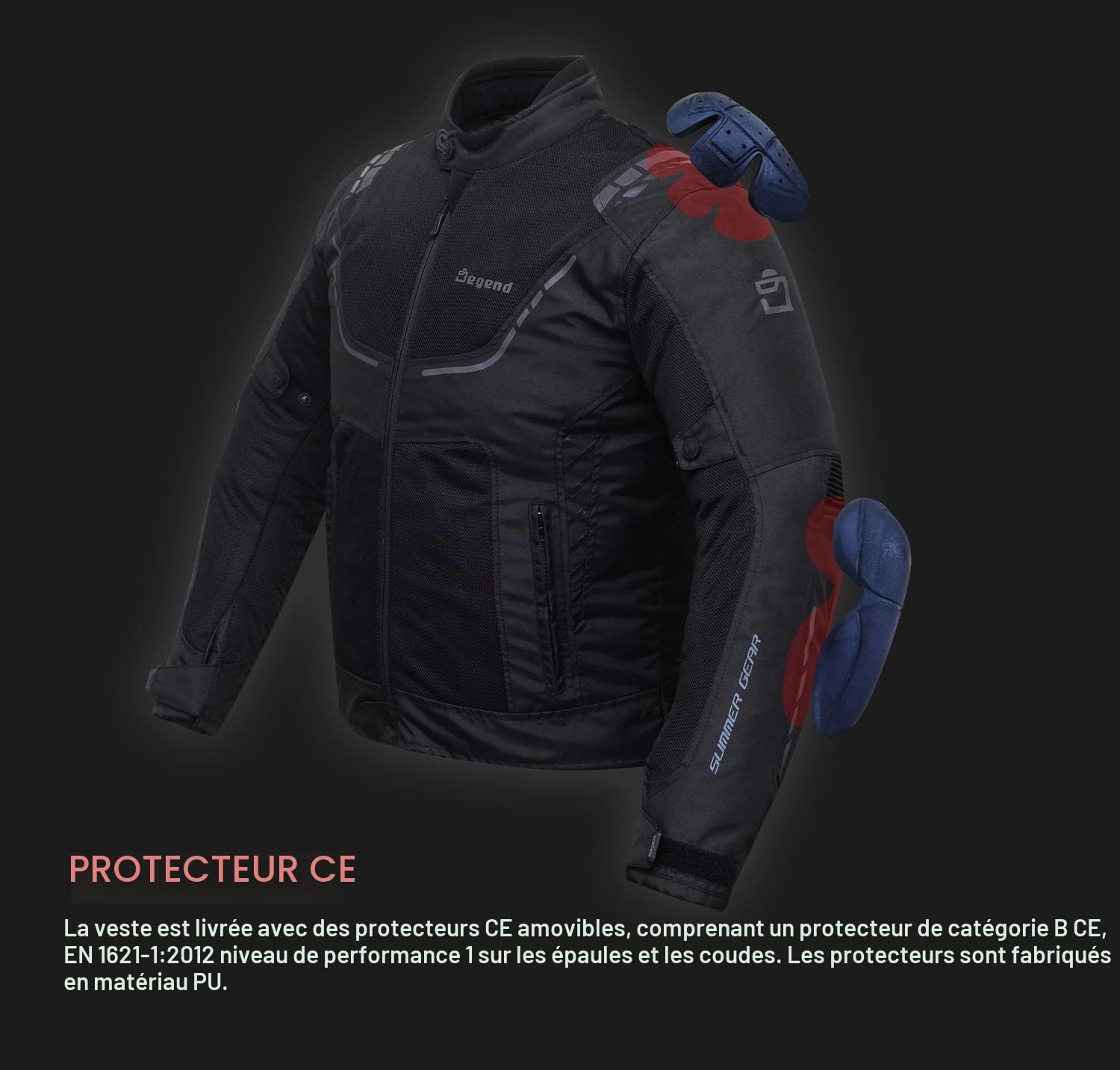 BREEZE | Veste de Moto d'Été pour Hommes | Veste Moto Imperméable avec Protection des épaules et des coudes - Veste Coupe Vent et Légère - Homologué CE - Accessoires de Moto