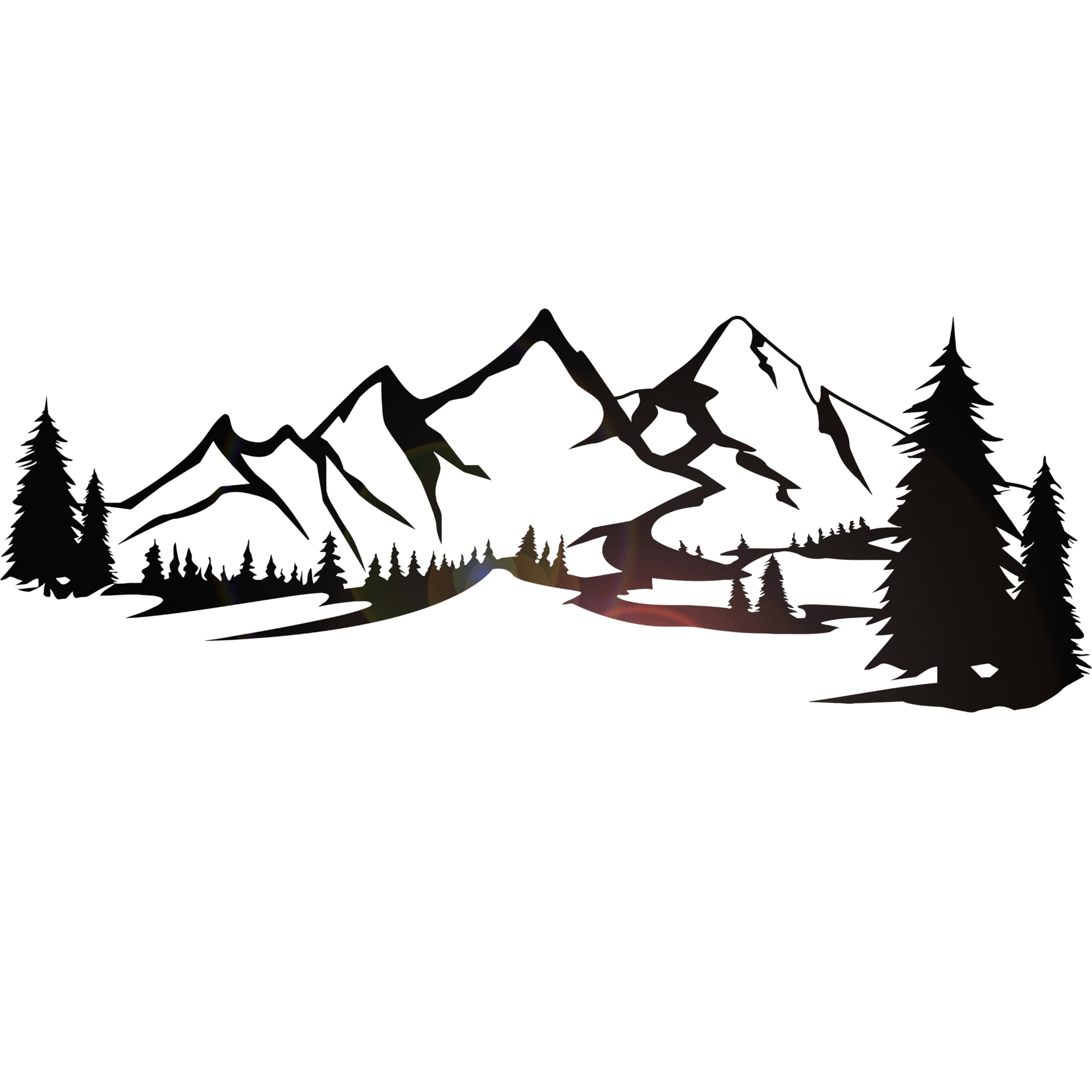 Vinyl Wall Decal Nature Art Landscape Mountains Silhouette Stickers Mural Large Decor (g7349) Black