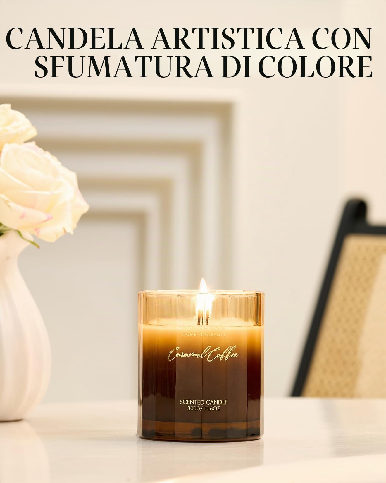M&SENSE candele profumate al caffè al caramello in barattolo candele naturali di soia con 60 ore di combustione bellissimo regalo candela e decorazione della casa regali per le donne, 330g