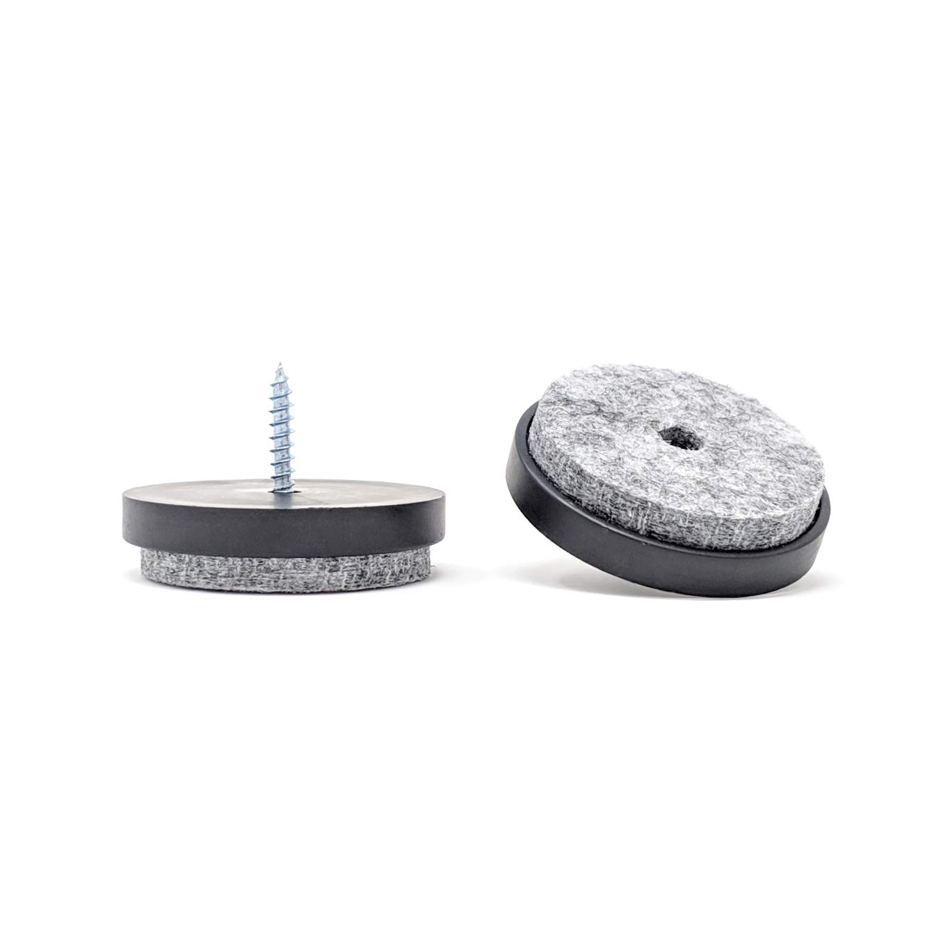 Keay Vital Parts Black 40Mm Screw-On Felt Furniture Pads, Sofa Feet Glides (, Pack Of 4, Free 2Mm Drill Bit) - Made In Germany