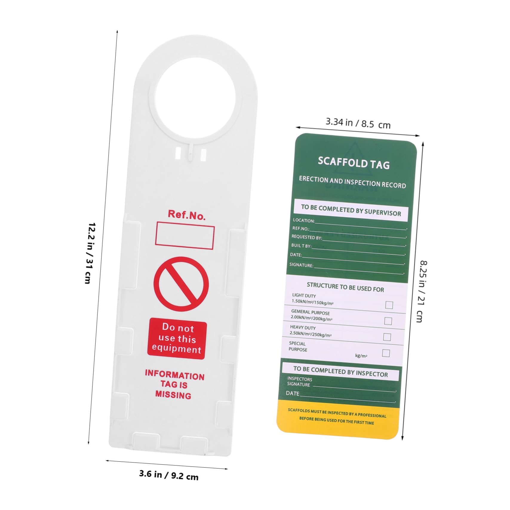 Garneck Set 3 Supporti Durevoli e 6 Inserti di 9 Etichette di Ispezione per Scale e Ponteggi Resistenti All'umidità per Sicurezza Sul Lavoro Industriale e'aperto
