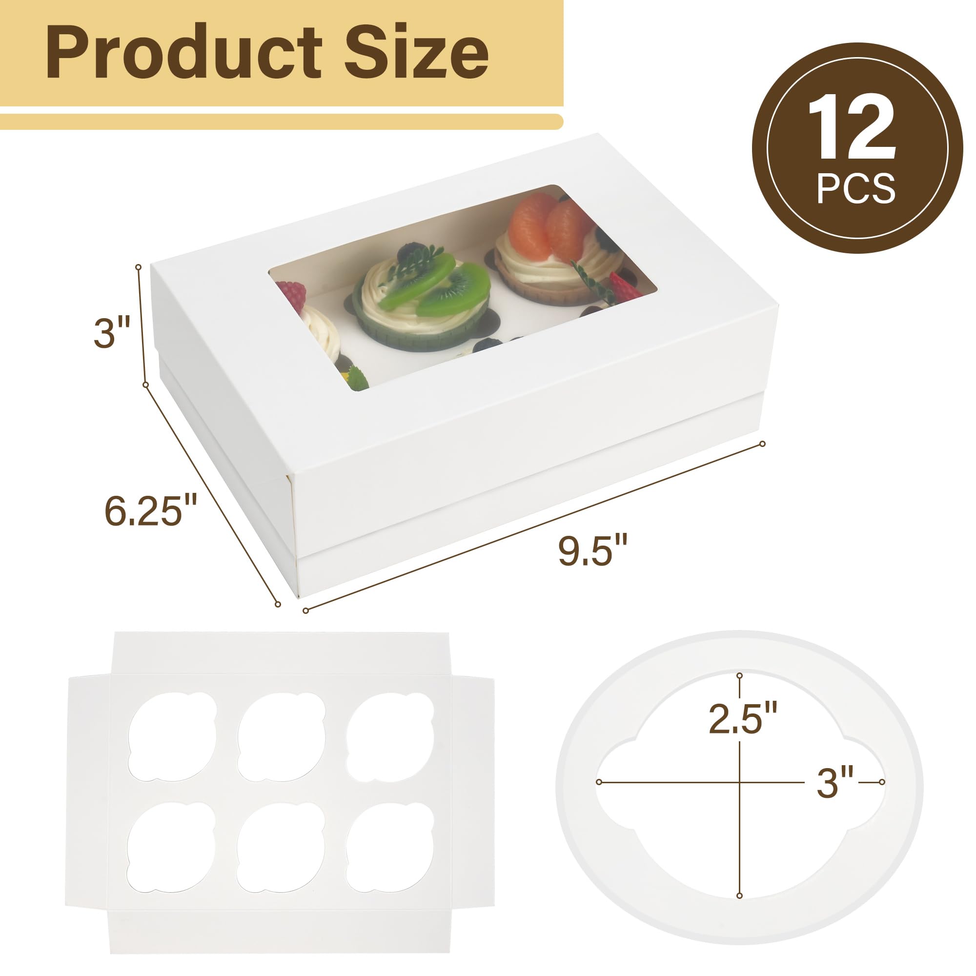 LotFancy Cupcake Boxes - 12 Sets with Window -2