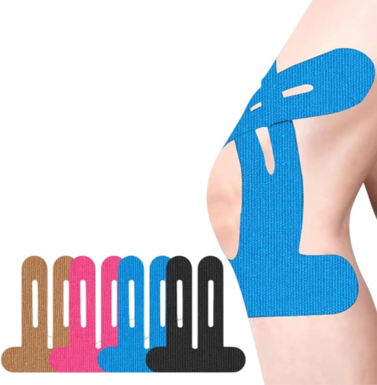 Nastro Per Ginocchio 20 Pezzi PreCut Nastri Kinesiologici Impermeabili, Elastici e Delicati Sulla Pelle,Supporto per Articolazioni e Muscoli，tape kinesiologico