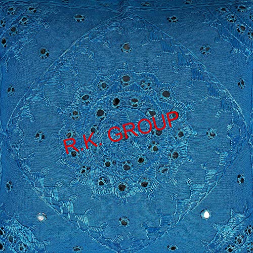 Housse de coussin décorative turquoise à miroirs bohème 24x24 - 4