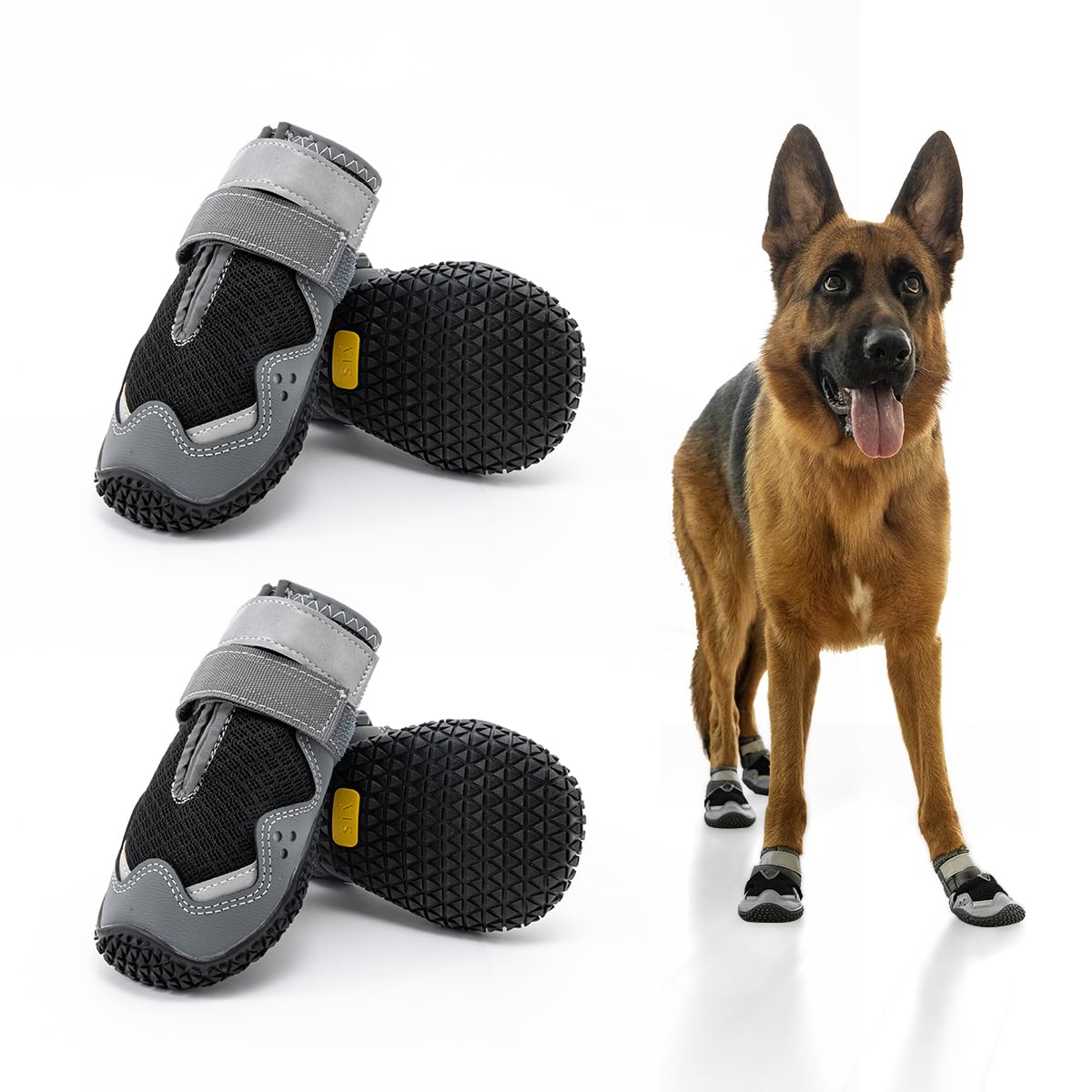 Boxxberk Breathable Dog Shoes for Large Dogs,Anti-Slip Dog Boots for Hot Pavement,Winter Snow,Dog Booties Paw Protector with Reflective Strap for