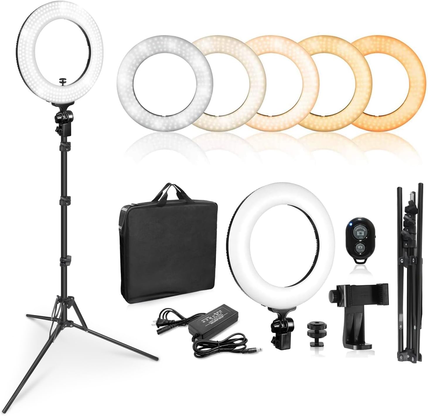 Limo Studio 14 inch Dimmable Ring Light LED Dual Color Continuous Lighting for Charming Eyes and Beauty Facial Shoot, Photo Studio Salons Beauty Shop Selfie Light Stand, AGG2860 14 in. Ring Light