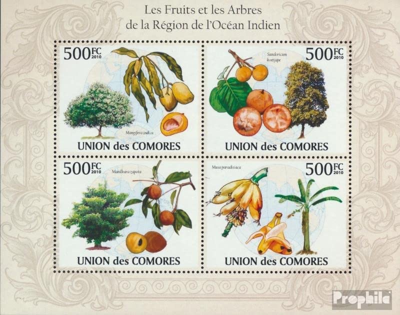 Comores 2661-2664 Feuille Miniature (complète. Edition.) neuf avec Gomme Originale ** MNH 2010 Fruits & Arbres (Timbres pour Les collectionneurs