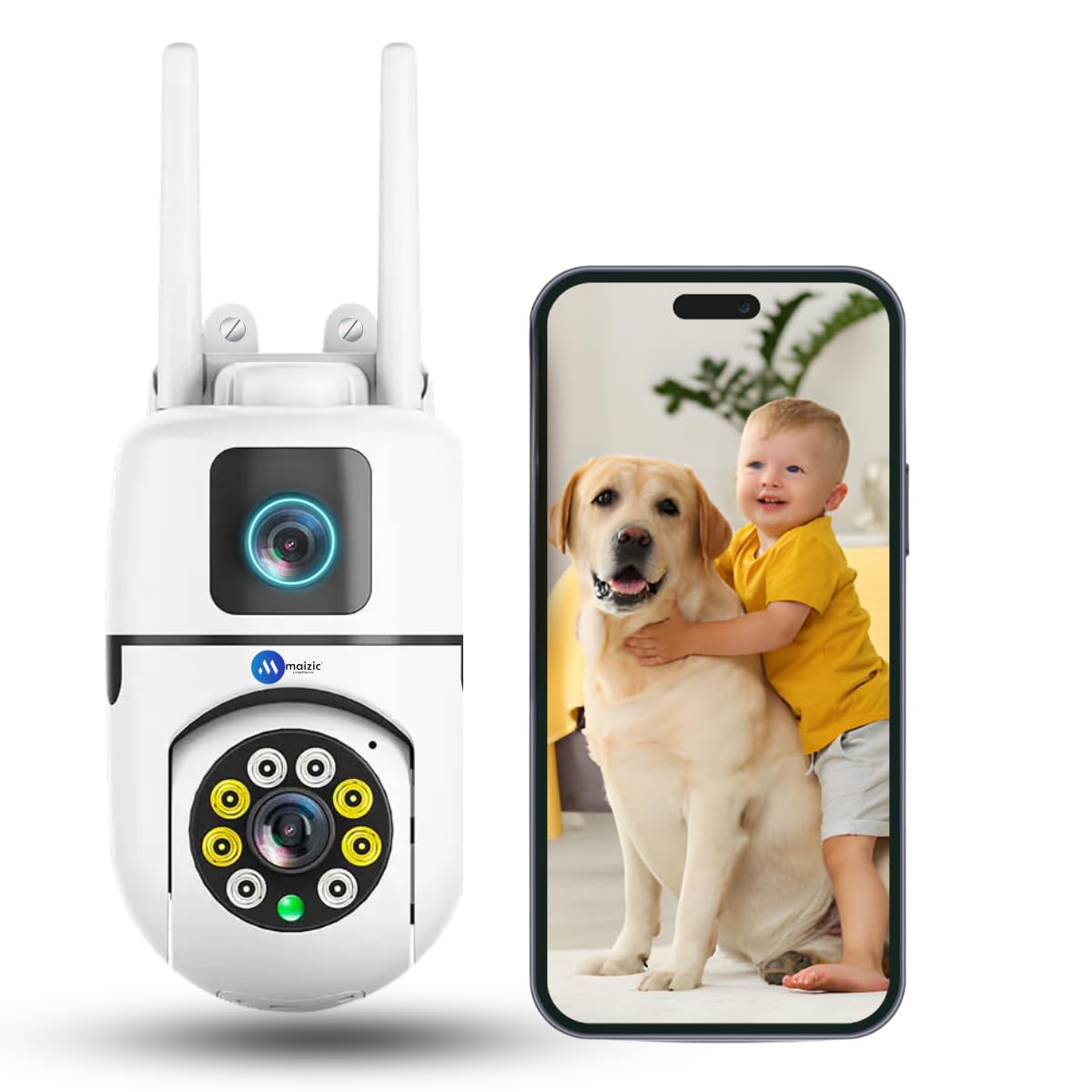 Maizic Smarthome Wi-Fi Indoor Camera Dual-Lens (4MP+4MP) Pan-Tilt Zoom CCTV Camera, Outdoor Indoor Home Security Camera, IP66 Waterproof, 2 Way Talk, Color Night Vision, Motion Detection-picture-27